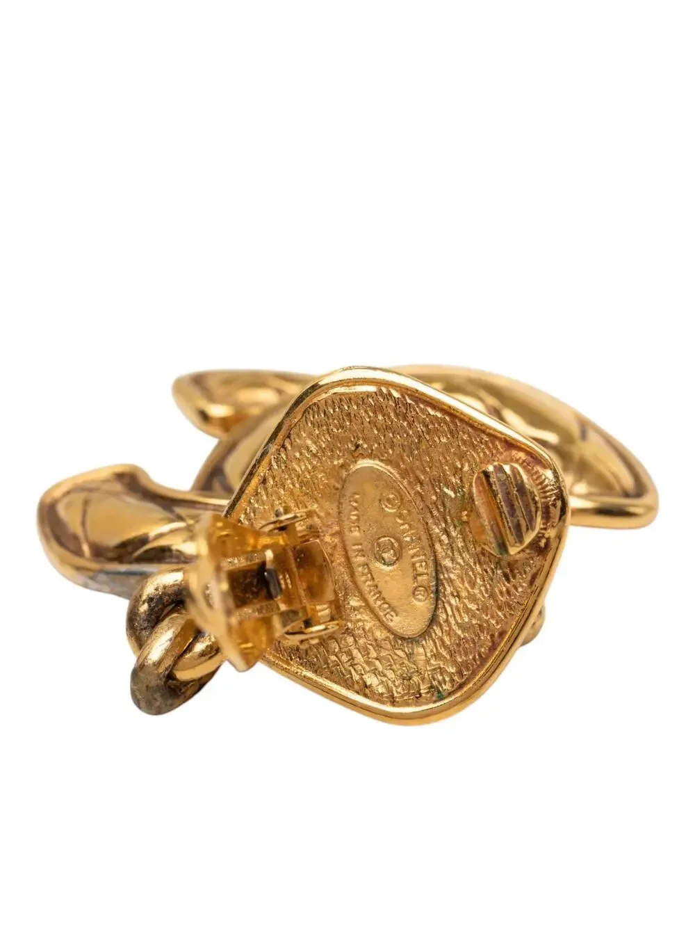 Chanel Cc Gold Plated Quilted Drop Clip #357956C72B